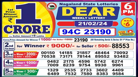 Dear Lottery Sambad Evening 6 PM today 21.03.24 Nagaland .